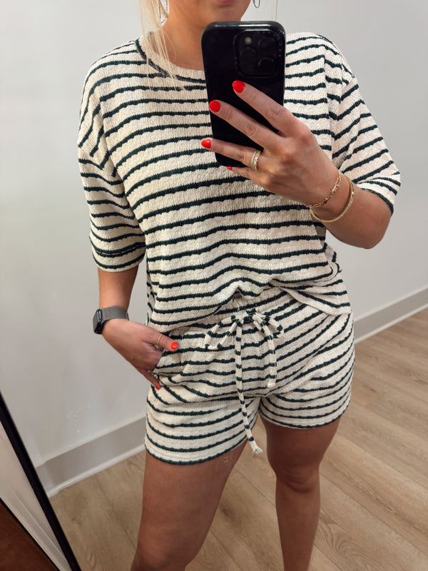 White Hunter Green Stripe Set