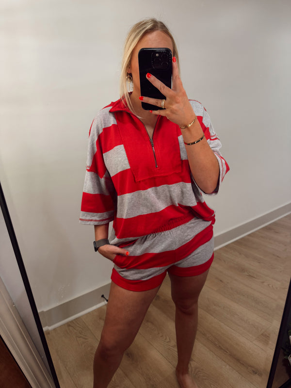 Frenchterry Half Zip Striped Set