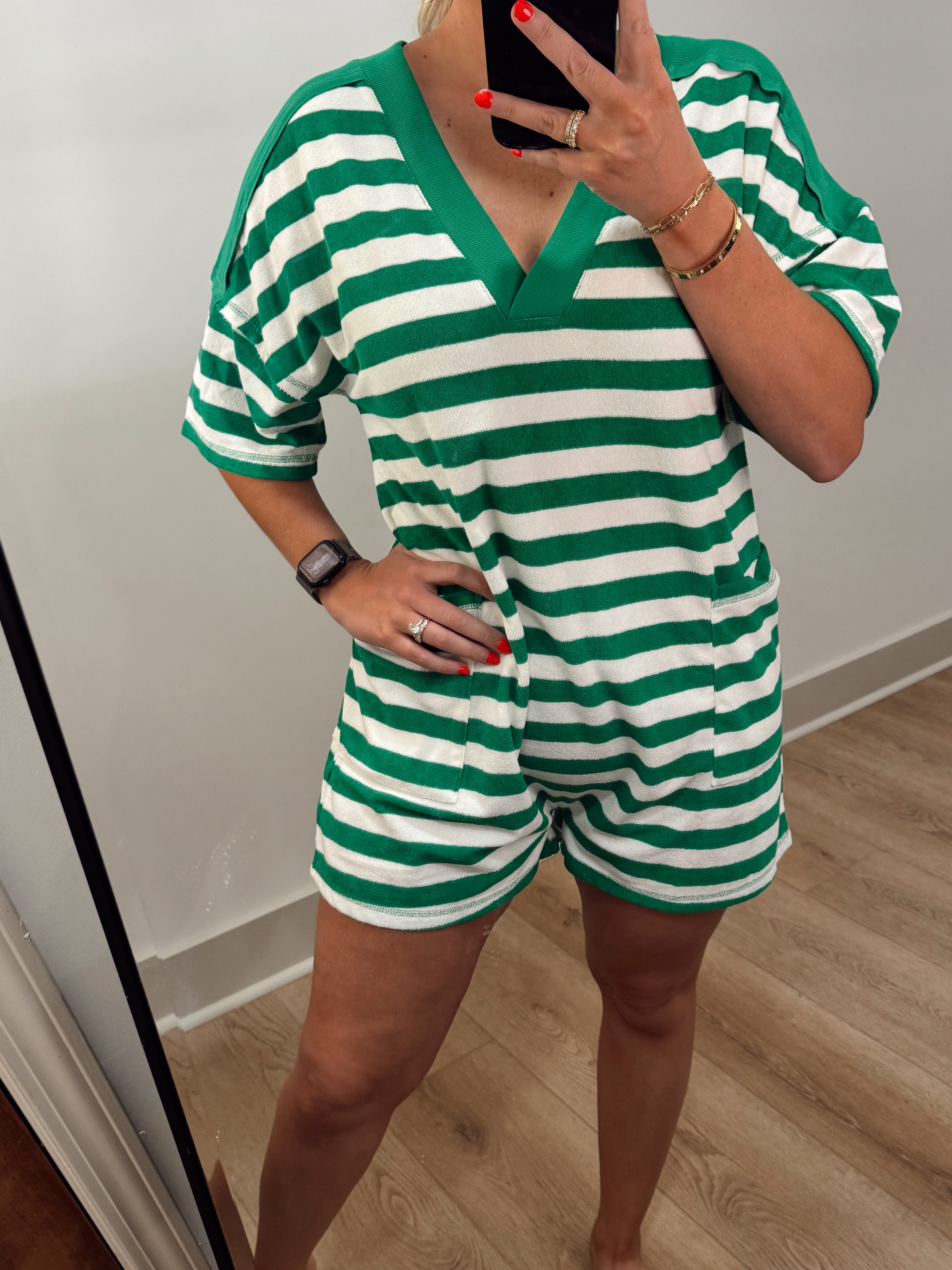 Masters Green and White  Romper