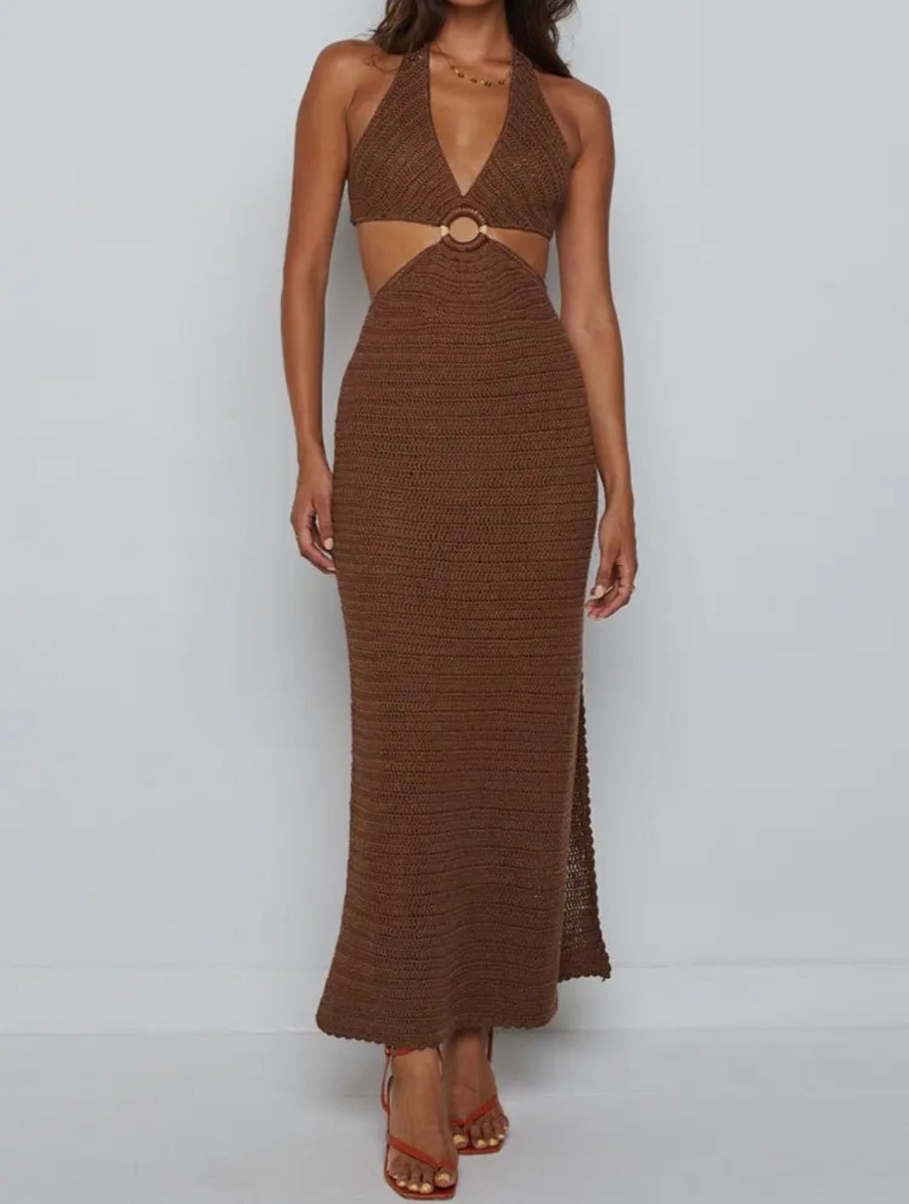 Brown Crochet Cover up