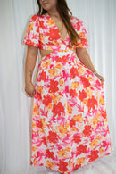 Red and White Floral Maxi