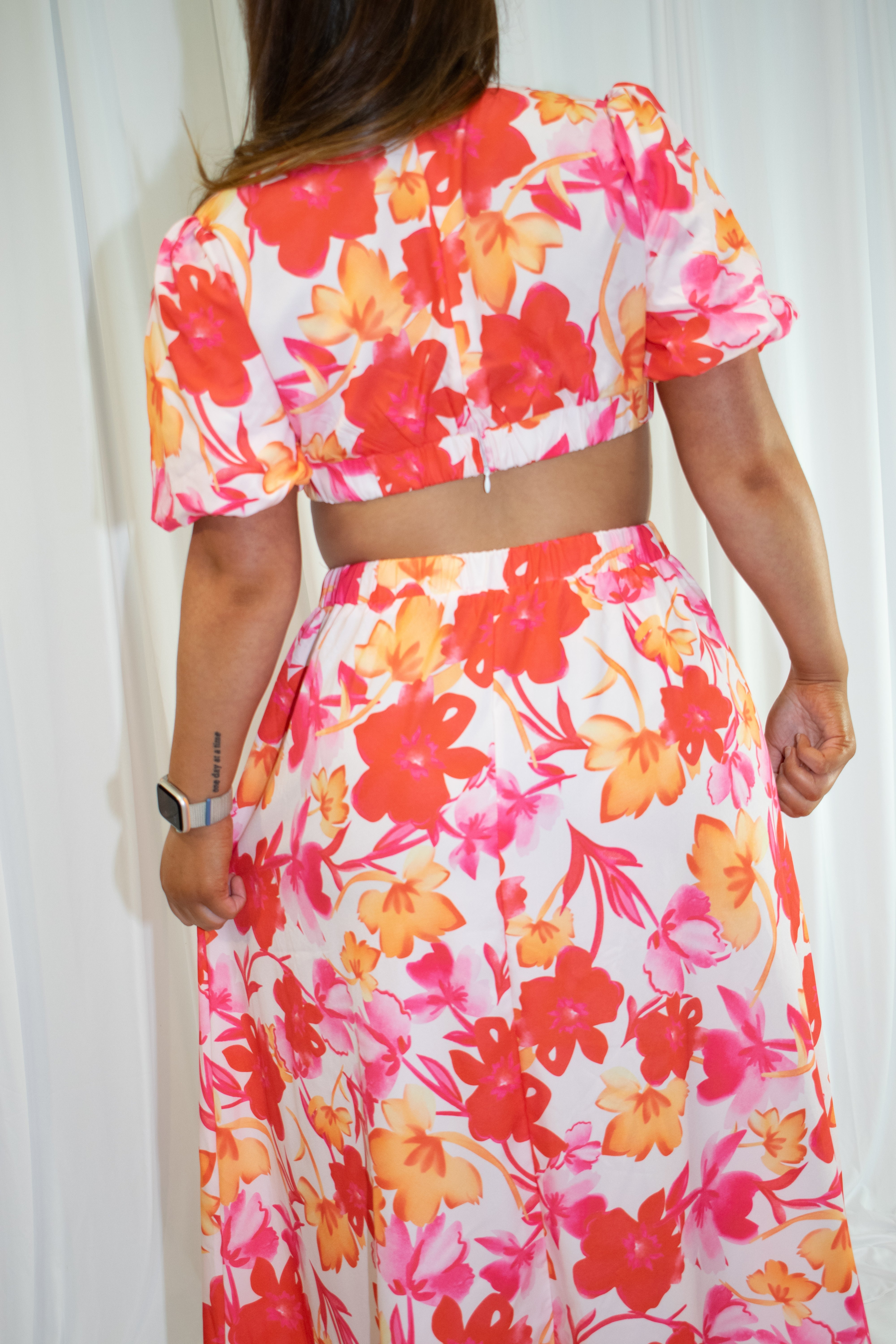 Red and White Floral Maxi