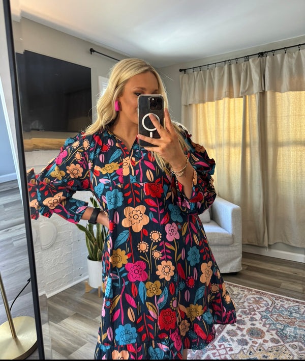 Fun Print Floral Dress