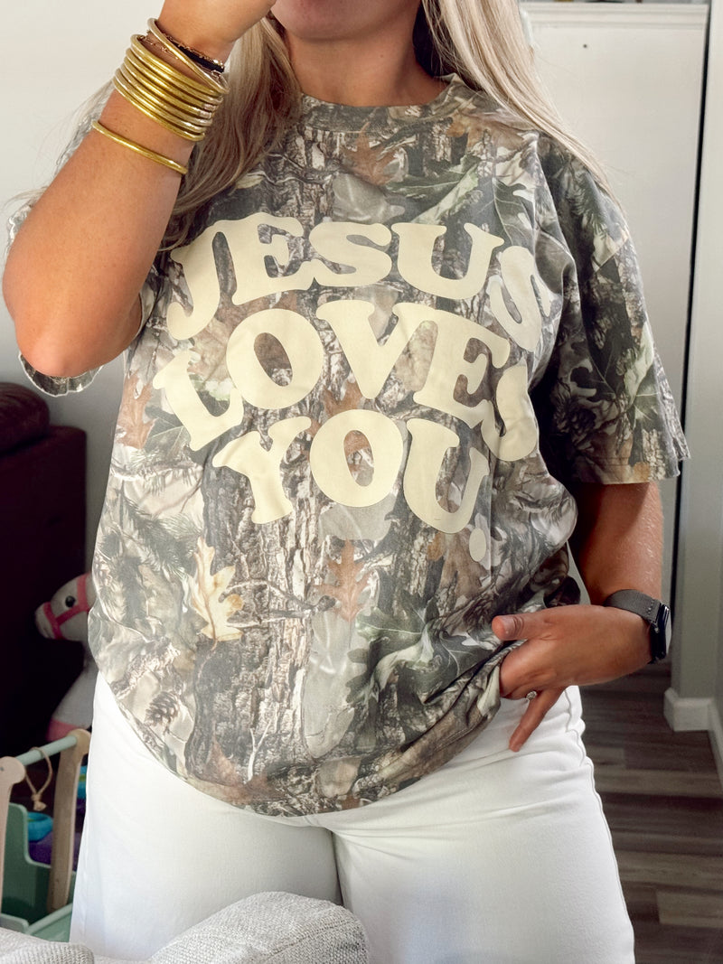 Camo Jesus Loves You Tee