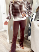Brown Wide Waistband Yoga Pants